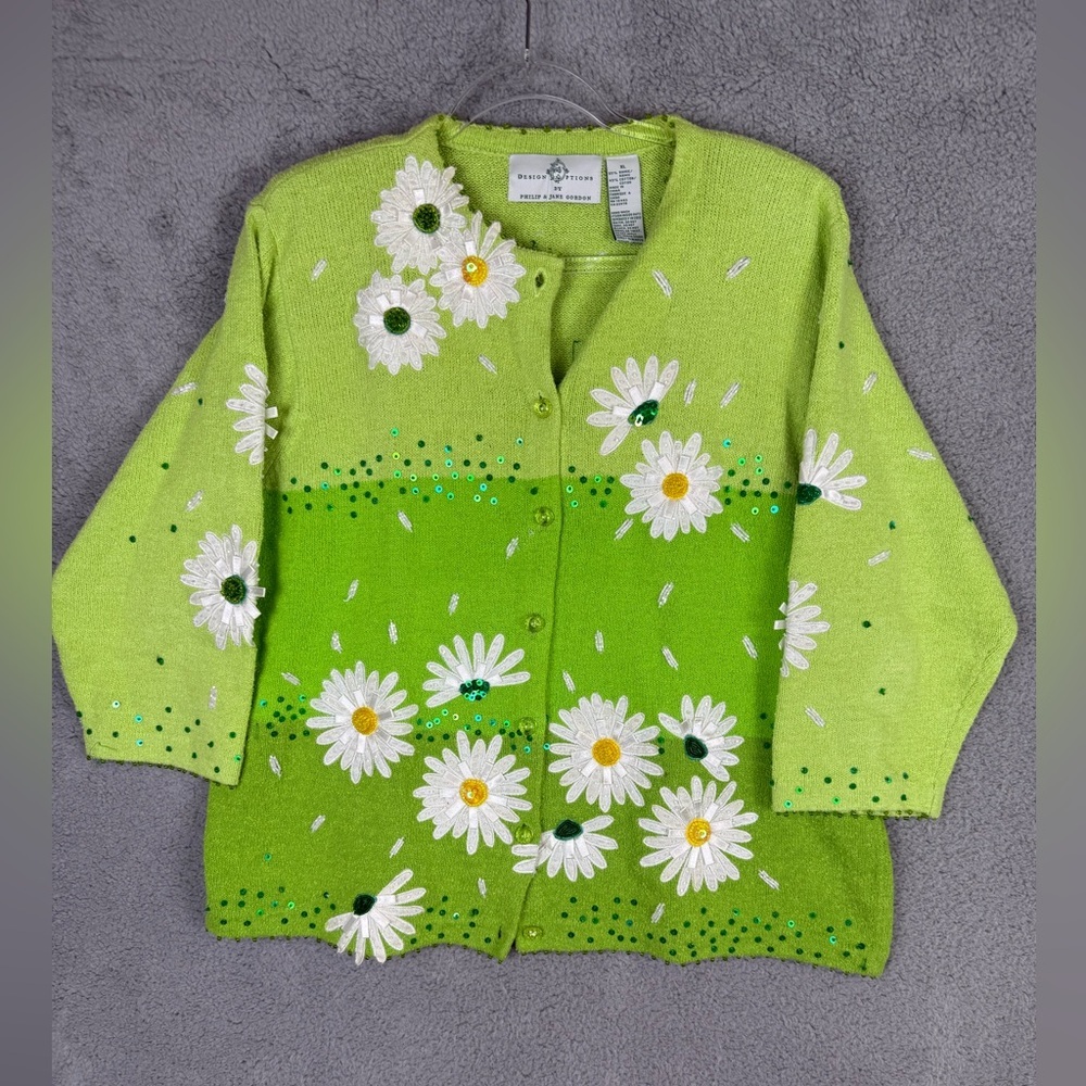 RARE design options by Phillip and Jane Gordon daisy cardigan xl preowned